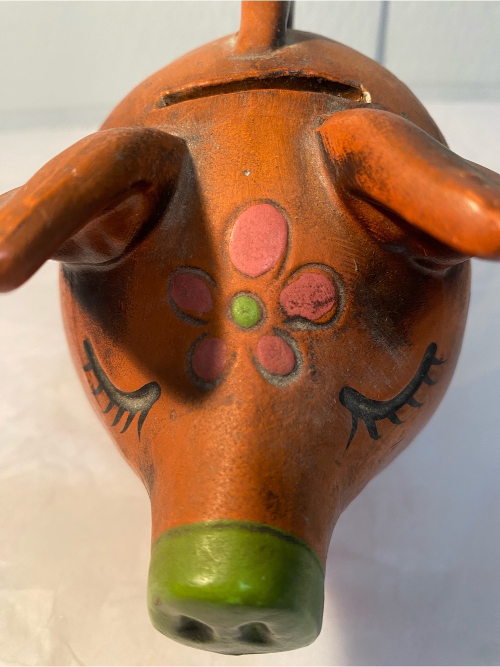 Vintage Chalk Ware Hand Painted Piggy Bank - Picture 5 of 7